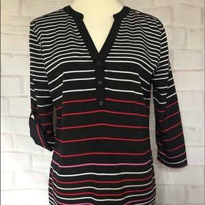 New York & Company Shirt Pullover Striped M